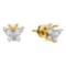 14kt Yellow Gold Womens Baguette Diamond Butterfly Bug Earrings 1/2 Cttw