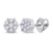 10kt White Gold Womens Round Diamond Flower Cluster Earrings 1/6 Cttw