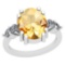 1.74 Ctw I2/I3 Citrine And Diamond 10K White Gold Victorian Style Ring