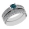 1.17 Ctw I2/I3 Treated Fancy Blue And White Diamond 14K White Gold Bridal Wedding Ring