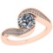 0.87 Ctw SI2/I1 Diamond 14K Rose Gold Engagement Ring