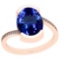4.95Ctw VS/SI1 Tanzanite And Diamond Platinum 14K Rose Gold Plated Vintage Style Ring