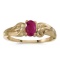 Certified 14k Yellow Gold Oval Ruby Ring 0.36 CTW