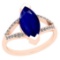6.33 Ctw I1/I2 Blue Sapphire And Diamond14K Rose Gold Vintage Ring