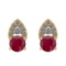 Certified 0.61 Ctw I2/I3 Ruby And Diamond 14k Yellow Gold Stud Earrings