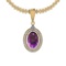Certified 11.46 Ctw I2/I3 Amethyst And Diamond 14K Yellow Gold Pendant