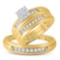 10kt Yellow Gold His Hers Round Diamond Solitaire Matching Wedding Set 3/8 Cttw