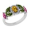 2.10 Ctw SI2/I1 Multi Sapphire And Diamond 14K White Gold Ring