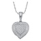 10kt White Gold Womens Round Diamond Layered Heart Cluster Pendant 1/6 Cttw