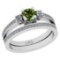 0.83 Ctw I2/I3 Green sapphire And Diamond 14K White Gold Wedding Set Ring