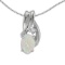 Certified 14k White Gold Oval Opal And Diamond Pendant
