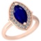 1.45 Ctw SI2/I1 Blue Sapphire And Diamond 14K Rose Gold Vintage Ring