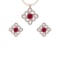 2.84 Ctw I2/I3 Ruby And Diamond 14K Rose Gold Pendant+Earrings Set