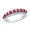 10kt White Gold Womens Round Lab-Created Ruby Diamond Band Ring 1 Cttw