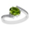 1.35 Ctw Peridot And Diamond I2/I3 10k White Gold Vintage Style Ring