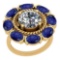 5.00 Ctw I2/I3 Blue Sapphire And Diamond 14K Yellow Gold Vintage Style Ring