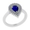 1.22 Ctw SI2/I1Blue Sapphire And Diamond 14K White Gold Anniversary Ring