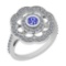1.09 Ctw VS/SI1 Tanzanite And Diamond 14K White Gold Engagement Halo Ring