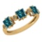 1.46 Ctw I1/I2 Treated Fancy Blue And White Diamond Platinum 14K Yellow Gold Plated Ring