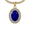 2.86 Ctw I2/I3 Blue Sapphire And Diamond 14K Yellow Gold Pendant