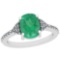 2.89 Ctw VS/SI1 Emerald And Diamond Platinum Vintage Style Ring