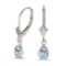 Certified 14k White Gold Pear Aquamarine Bezel Lever-back Earrings