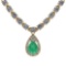 6.38 Ctw SI2/I1 Emerald And Diamond 14K Yellow Gold Necklace