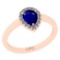 0.91 Ctw SI2/I1 Blue Sapphire And Diamond 14K Rose Gold Engagement Ring