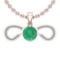 3.88 Ctw Emerald And Diamond I2/I3 14K Rose Gold Necklace