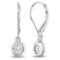 10kt White Gold Womens Round Diamond Illusion Dangle Leverback Earrings 1/20 Cttw