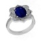 2.82 Ctw SI2/I1 Blue Sapphire And Diamond 14K White Gold Vintage Style Engagement Ring