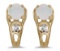 Certified 14k Yellow Gold Round Opal And Diamond Earrings
