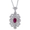Certified 14k White Gold Ruby and .10 ct Diamond Pendant