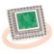 1.28 Ctw Emerald And Diamond I2/I3 14K Rose Gold Vintage Style Ring