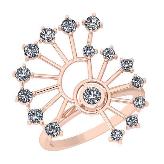 0.89 Ctw VS/SI1 Diamond Platinum 14K Rose Gold Plated Ring