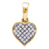 Yellow-tone Sterling Silver Womens Round Diamond Heart Pendant 1/10 Cttw