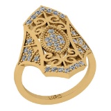 0.50 Ctw SI2/I1 Diamond 14K Yellow Gold Filigree Wedding Ring