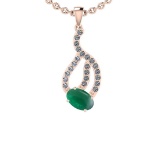 3.77 Ctw SI2/I1 Emerald And Diamond 14K Rose Gold Vintage Style Necklace