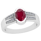 0.62 Ctw Ruby And Diamond I2/I3 14K White Gold Vintage Style Ring