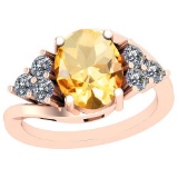 4.10 Ctw Citrine And Diamond I2/I3 10K Rose Gold Vintage Style Ring