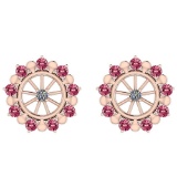 Certified 1.37 Ctw Pink Tourmaline And Diamond SI2/I1 14K Rose Gold Stud Earrings
