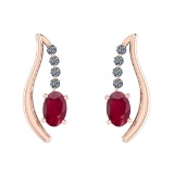 1.16 Ctw I2/I3 Ruby And Diamond 14K Rose Gold Earrings