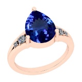 Certified 5.04 Ctw SI2/I1 Tanzanite And Diamond 18K Rose Gold Engagement Ring