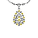 1.15 Ctw I2/I3 Treated Fancy Yellow And White Diamond 14K White Gold Necklace