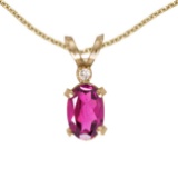 Certified 14k Yellow Gold Oval Pink Topaz And Diamond Filagree Pendant
