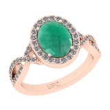 2.91 Ctw SI2/I1 Emerald And Diamond 14K Rose Gold Engagement Ring