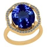 5.56 Ctw VS/SI1 Tanzanite And Diamond Platinum 14K Yellow Gold Plated Vintage Style Ring