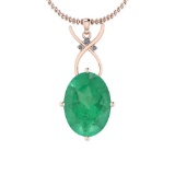 4.06 Ctw Emerald And Diamond I2/I3 14K Rose Gold Pendant