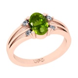 1.35 Ctw I2/I3 Peridot And Diamond 10K Rose Gold Promises Ring