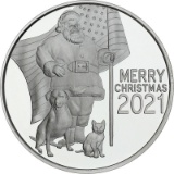 2021 1oz Patriotic Santa Claus Christmas Silver Round (X-7)